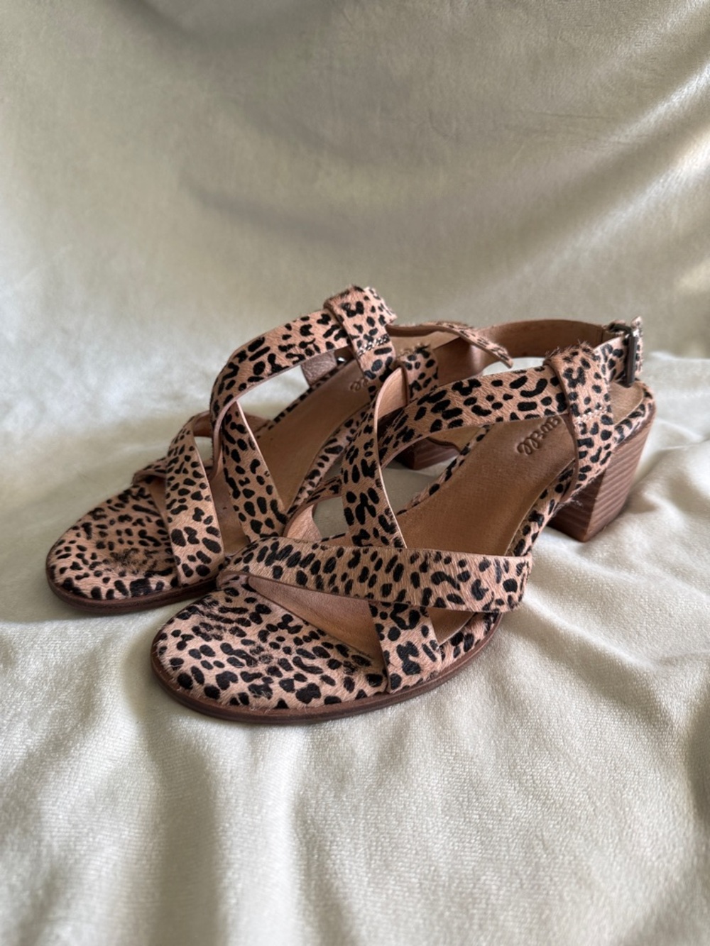 Madewell Leopard-Print Strappy Sandals in Tan and Black